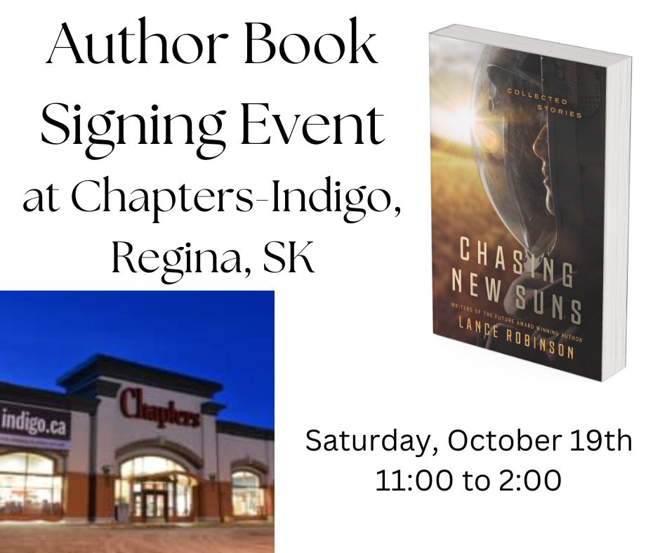 Lance Robinson book signing for Chasing New Suns: Collected Stories at Indigo in Regina, SK